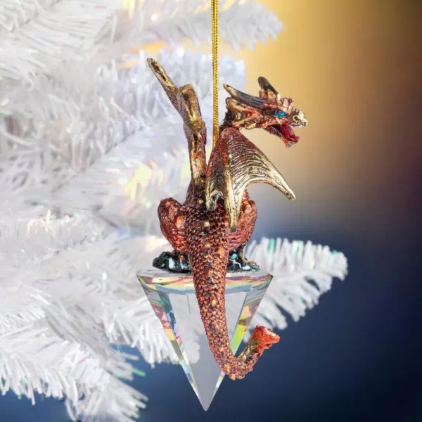 Design Toscano 3.5 in. Diamond Dragon Gothic Holiday Ornament