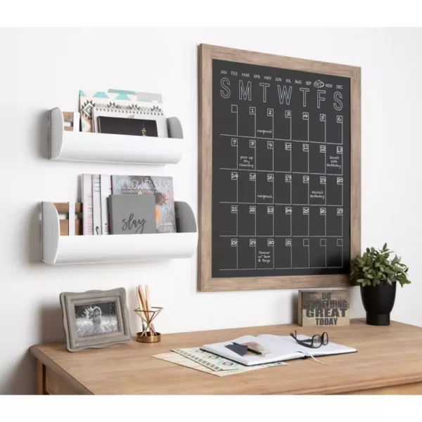 DesignOvation Beatrice Rustic Brown Chalkboard Monthly Calendar Memo Board