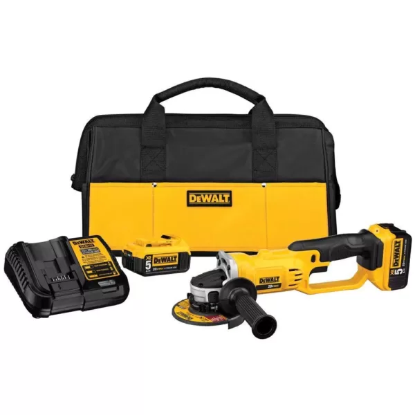 DEWALT 20-Volt MAX Cordless 4-1/2 in. to 5 in. Grinder, (2) 20-Volt 5.0Ah Batteries & Charger