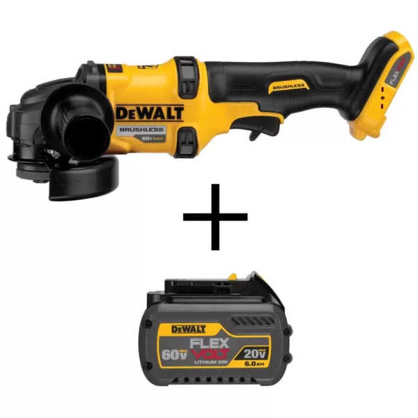 DEWALT FLEXVOLT 60-Volt MAX Cordless Brushless 4-1/2 in. Angle Grinder with Kickback Brake & (1) FLEXVOLT 6.0Ah Battery