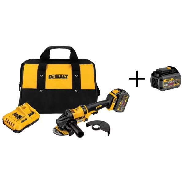 DEWALT FLEXVOLT 60-Volt MAX Cordless Brushless 4-1/2 in. Angle Grinder with Kickback Brake & (2) FLEXVOLT 6.0Ah Batteries