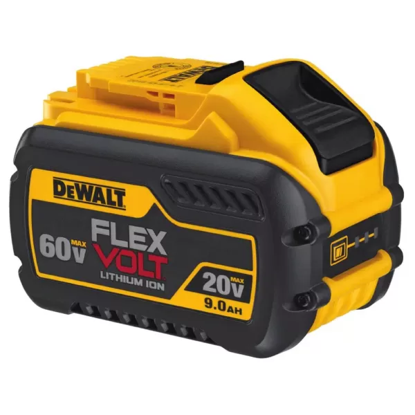 DEWALT FLEXVOLT 60-Volt MAX Brushless 4-1/2 in. - 6 in. Small Angle Grinder, (2) FLEXVOLT 9.0Ah Batteries & Reciprocating Saw