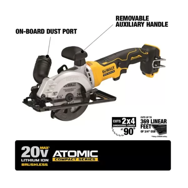 DEWALT ATOMIC 20-Volt MAX Cordless Brushless 4-1/2 in. Circular Saw (Tool-Only)