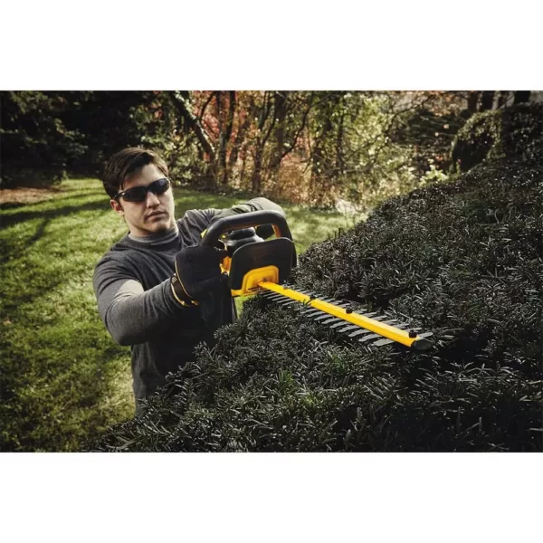 DEWALT 22 in. 20V MAX Lithium-Ion Cordless Hedge Trimmer with (1) 5.0Ah Battery, Charger and Bonus Handheld Leaf Blower