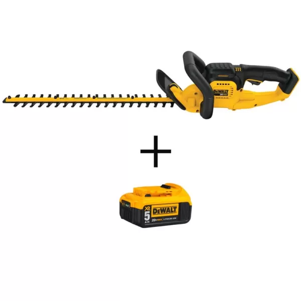 DEWALT 22 in. 20V MAX Lithium-Ion Cordless Hedge Trimmer (Tool Only) with Bonus 20V MAX XR Premium (1) 5.0Ah Battery