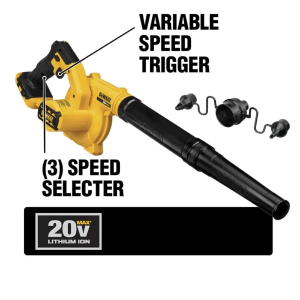 DEWALT 20-Volt MAX Cordless Compact Jobsite Blower 135 MPH 100 CFM with (2) 20-Volt 5.0Ah Batteries & Charger