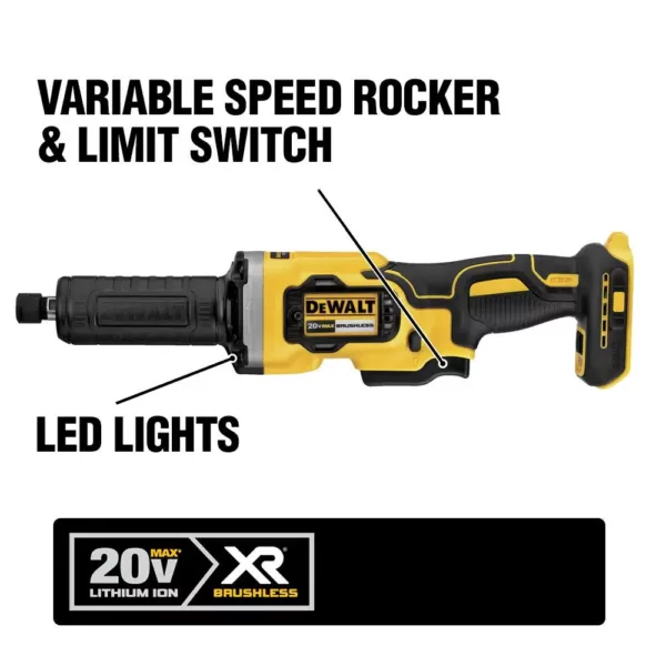 DEWALT 20-Volt MAX Cordless Brushless 1-1/2 in. Variable Speed Die Grinder (Tool-Only)