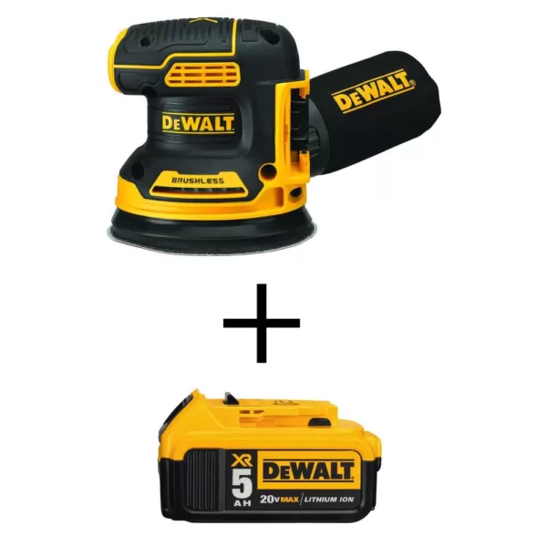 DEWALT 20-Volt MAX XR Li-Ion Cordless Brushless 5 in. Random Orbital Sander (Tool-Only) with 20-Volt Li-Ion (1) 5.0Ah Battery