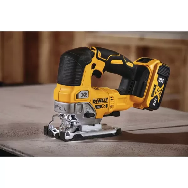 DEWALT 20-Volt MAX XR Cordless Brushless 5 in. Random Orbital Sander with (1) 20-Volt Battery 2.0Ah & Jigsaw