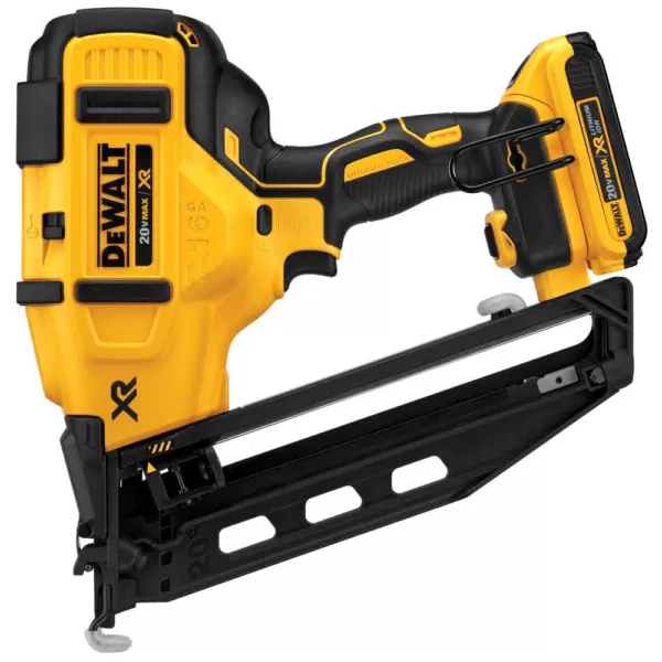 DEWALT 20-Volt Max 16-Gauge Cordless Angled Finish Nailer Kit with Bonus Lithium-Ion Compact Battery Pack 2.0Ah