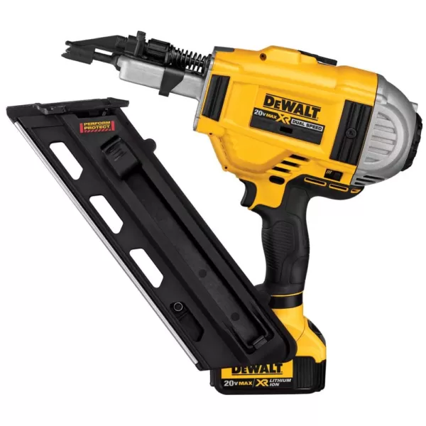 DEWALT 20-Volt MAX XR Lithium-Ion Cordless Brushless 2-Speed 30 Degree Framing Nailer Kit w/ Battery 4Ah and Bonus 5Ah Battery