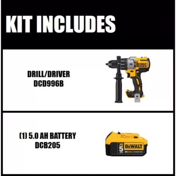 DEWALT 20-Volt MAX XR Cordless Brushless 3-Speed 1/2 in. Hammer Drill with (1) 20-Volt 5.0Ah Battery