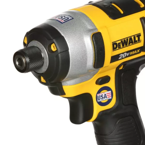 DEWALT 20-Volt MAX Cordless 1/4 in. Impact Driver, (2) 20-Volt 1.3Ah Batteries, Charger & Bag