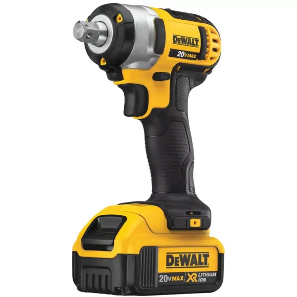 DEWALT 20-Volt MAX Cordless 1/2 in. Impact Wrench Kit with Detent Pin, (2) 20-Volt 4.0Ah Batteries & 1/4 in. Impact Driver