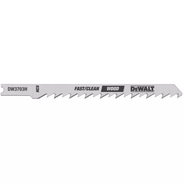 DEWALT 4 in. 6 TPI Fast Clean Wood Cutting Jig Saw Blade HCS U-Shank (5-Pack)