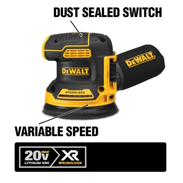 DEWALT 20-Volt MAX XR Cordless Brushless Jigsaw with 5 in. Random Orbital Sander, (1) 20-Volt 5.0Ah Battery & Charger