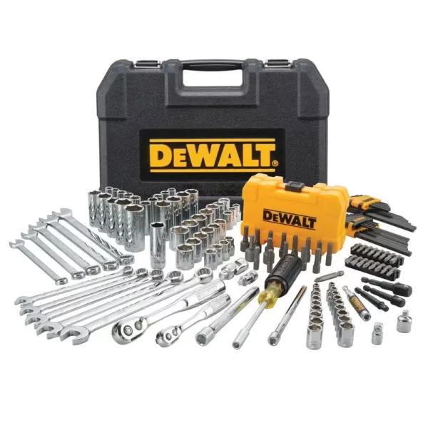 DEWALT 1/4 in. x 3/8 in. Drive Polished Chrome Mechanics Tool Set (142-Piece) with Bonus TOUGHSYSTEM 22 in. 2-Drawer Tool Box