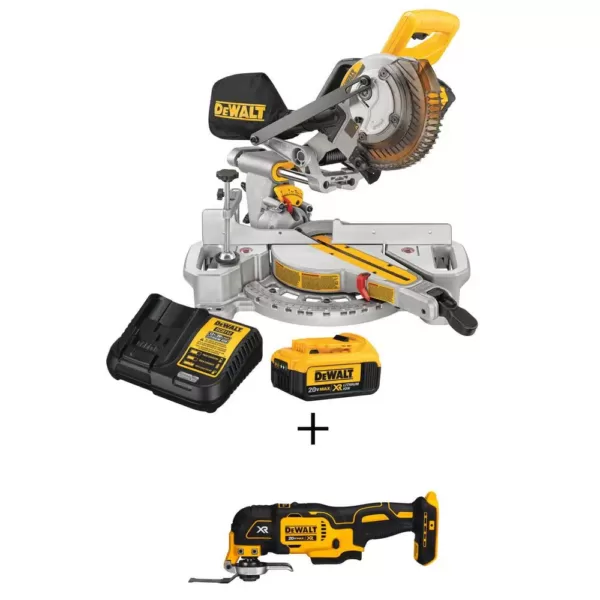 DEWALT 20-Volt MAX Cordless 7-1/4 in. Sliding Miter Saw with (1) 20-Volt Battery 4.0Ah & Oscillating Tool