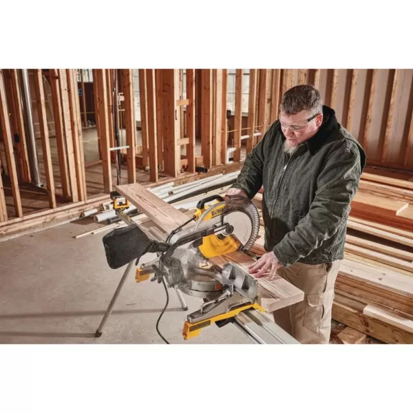 DEWALT 15 Amp Corded 12 in. Compound Single Bevel Miter Saw with 12 in. Miter Saw Blade 32-Teeth and 80-Teeth (4-Pack)