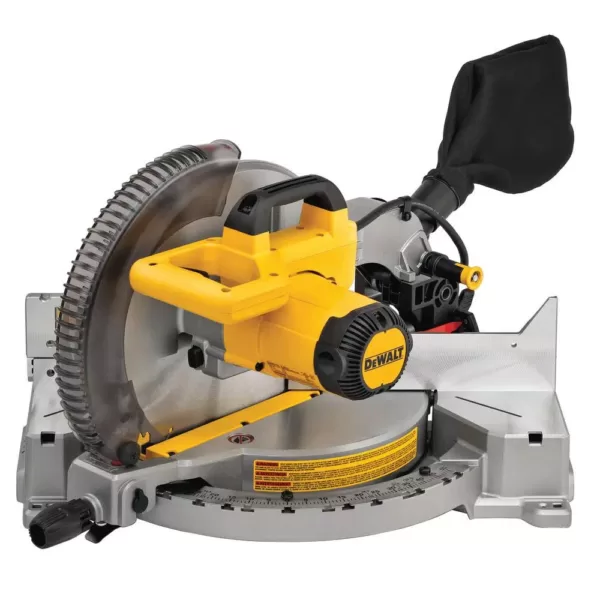 DEWALT 15 Amp Corded 12 in. Compound Single Bevel Miter Saw with 12 in. Miter Saw Blade 32-Teeth and 80-Teeth (4-Pack)