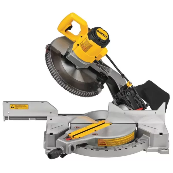 DEWALT 15 Amp Corded 12 in. Compound Single Bevel Miter Saw with Heavy-Duty Work Stand