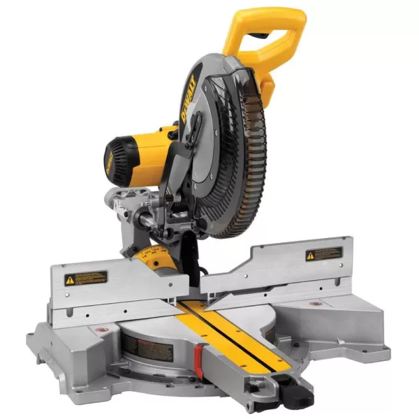 DEWALT 15 Amp Corded 12 in. Double Bevel Sliding Compound Miter Saw with XPS technology, Blade Wrench & Material Clamp