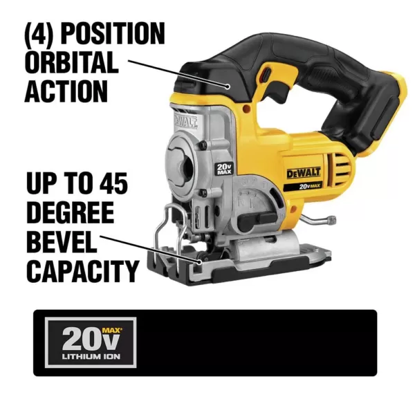 DEWALT 20-Volt MAX XR Cordless Brushless 3-Speed Oscillating Multi-Tool with (1) 20-Volt 2.0Ah Battery & Jigsaw