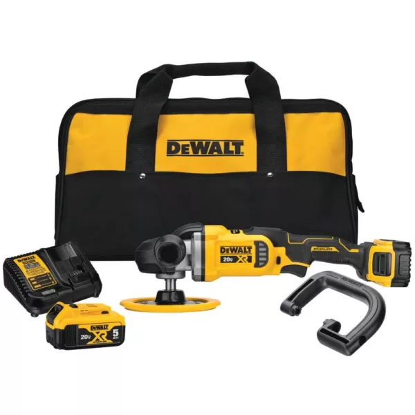 DEWALT 20-Volt MAX XR Cordless Brushless 7 in. Variable Speed Rotary Polisher with (2) 20-Volt 5.0Ah Batteries & Charger