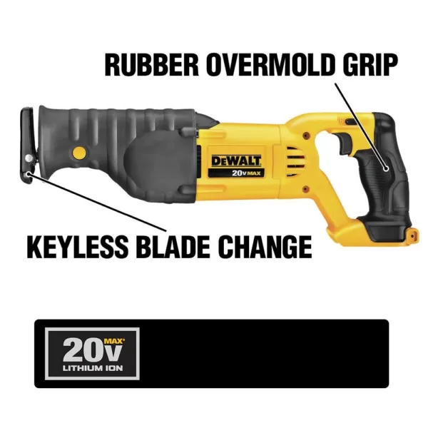 DEWALT 20-Volt MAX Cordless 1/2 in. Drill/Driver, (2) 20-Volt 1.3Ah Batteries, Charger & Reciprocating Saw