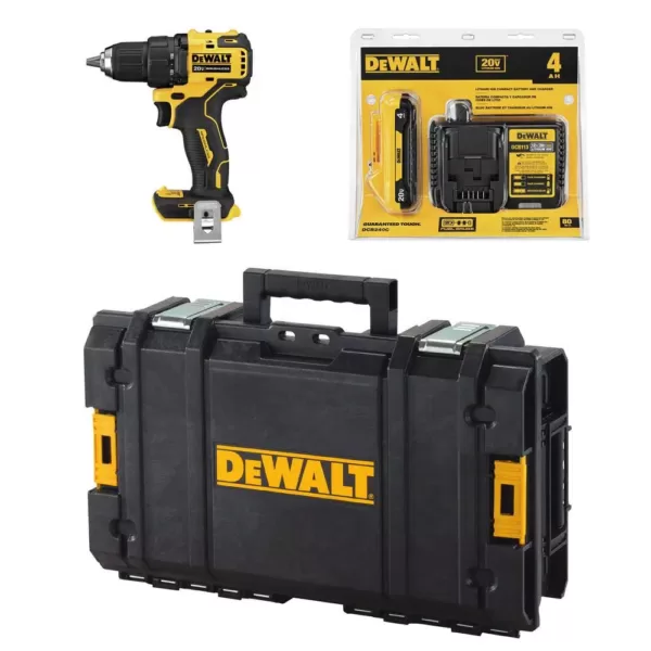 DEWALT ATOMIC 20-Volt MAX Cordless Brushless 1/2 in. Drill/Driver Kit, (1) 4.0Ah Battery, Charger & Tough System 22 in. Toolbox