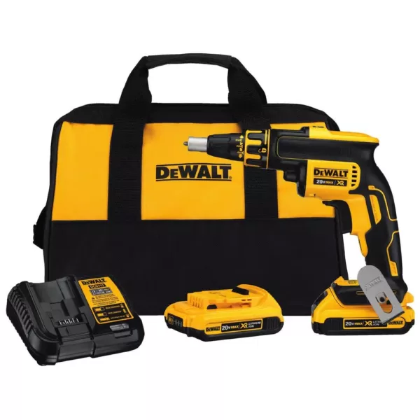 DEWALT 20-Volt MAX XR Cordless Brushless Drywall Screw Gun with (2) 20-Volt 2.0Ah Batteries & Cut-Out Tool