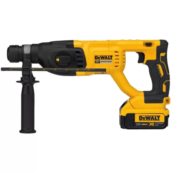 DEWALT 20-Volt MAX Cordless Brushless 1 in. SDS Plus D-Handle Rotary Hammer,(2) 20-Volt 4.0Ah Batteries & 1/4 in. Impact Driver