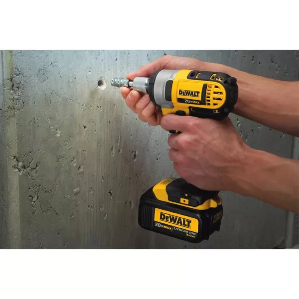 DEWALT 20-Volt MAX XR 1 in. SDS Plus L-Shape Rotary Hammer w/ Extractor, (2) 20-Volt 5.0Ah Batteries & 1/2 in. Impact Wrench