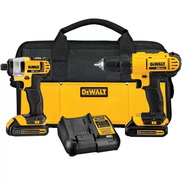 DEWALT 20-Volt MAX Cordless Drill/Impact Combo Kit (2-Tool) with (2) 20-Volt 1.3Ah Batteries, Charger & Bag