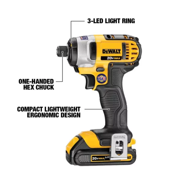 DEWALT 20-Volt MAX Cordless Drill/Impact Combo Kit (2-Tool) with (2) 20-Volt 1.3Ah Batteries, Charger & Bag