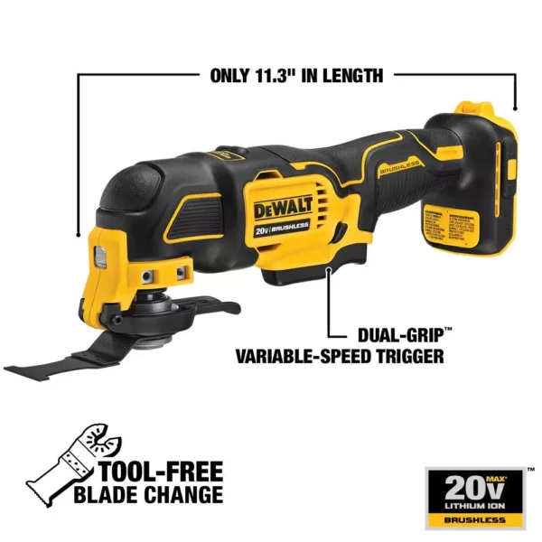 DEWALT ATOMIC 20-Volt MAX Cordless Brushless Combo Kit (4-Tool), (2) 2.0 Ah Batteries, Charger & Bag