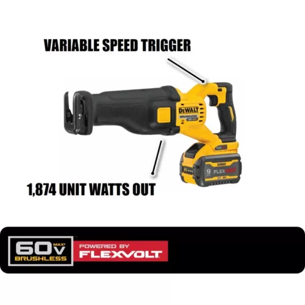 DEWALT FLEXVOLT 60-Volt MAX Cordless Brushless Reciprocating Saw with (2) FLEXVOLT 9.0Ah Batteries & 6-1/2 in. Circular Saw