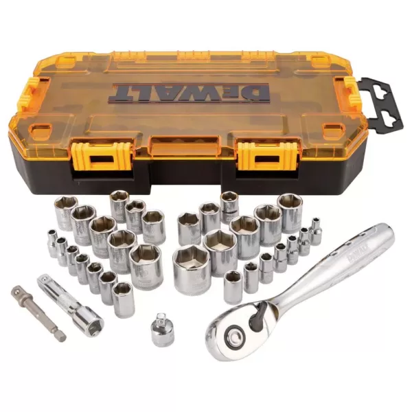 DEWALT 1/4 in. and 3/8 in. Drive Socket Set (34-Piece) with Bonus 15-Piece Accessory Set