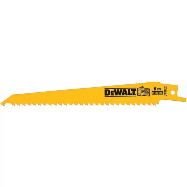 DEWALT 6 in. 6 Teeth per in. Taper Back Bi-Metal Reciprocating Saw Blade (5-Pack)