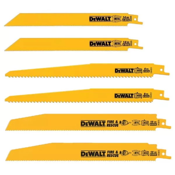 DEWALT Bi-Metal Reciprocating Saw Blade Set with Telescoping Case (6-Piece)