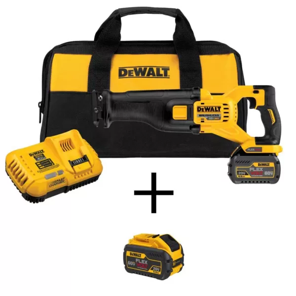 DEWALT FLEXVOLT 60-Volt MAX Cordless Brushless Reciprocating Saw with (1) FLEXVOLT 9.0Ah & (1) FLEXVOLT 6.0Ah Battery