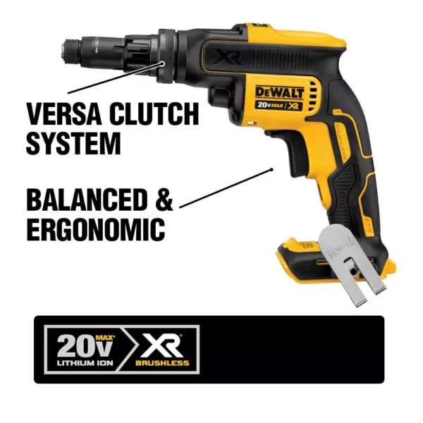 DEWALT 20-Volt MAX XR Cordless Brushless Drywall Screw Gun with Versa-Clutch Adjustable Torque with (1) 20-Volt 4.0Ah Battery