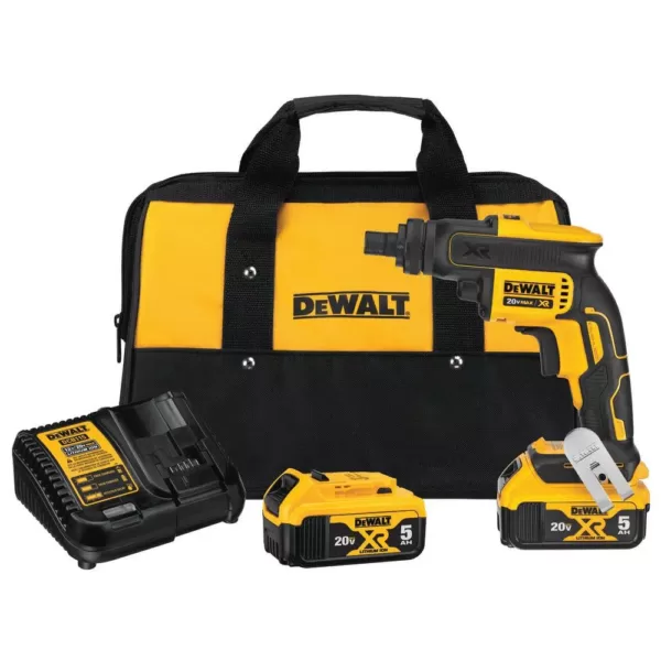 DEWALT 20-Volt MAX XR Cordless Brushless Drywall Screwgun Threaded Clutch Housing with (2) 20-Volt 5.0Ah Batteries & Charger