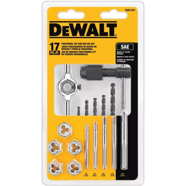 DEWALT Fractional Tap and Die Set (17-Piece)