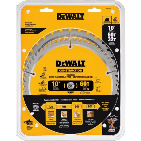 DEWALT 10 in. Construction Saw Blade (2-Pack)