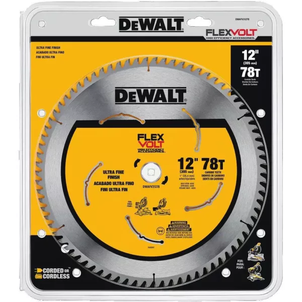 DEWALT FLEXVOLT 12 in. 78-Teeth Carbide-Tipped Miter Saw Blade