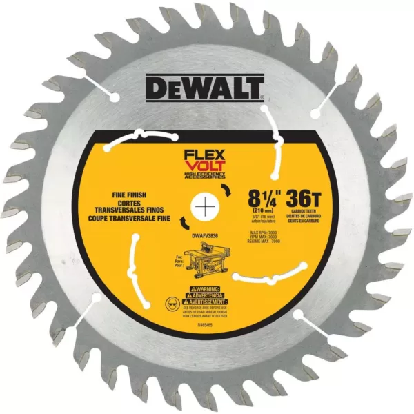 DEWALT FLEXVOLT 8-1/4 in. 36-Teeth Carbide-Tipped Table Saw Blade