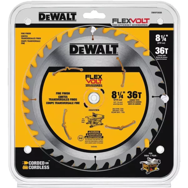 DEWALT FLEXVOLT 8-1/4 in. 36-Teeth Carbide-Tipped Table Saw Blade