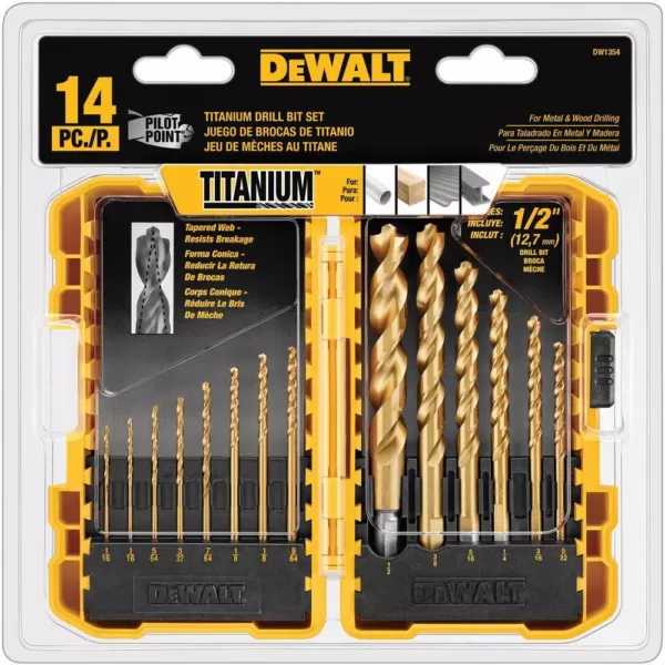 DEWALT Titanium Pilot Point Drill Bit Set (14-Piece)