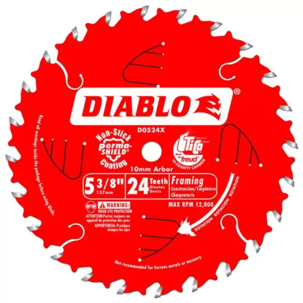 DIABLO 5-3/8 in. x 24-Tooth x 10 mm Arbor Framing Trim Saw Blade